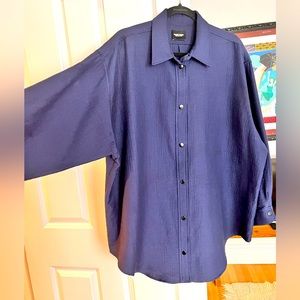 RACHEL COMEY DARK BLUE FOAM OVERSIZED BUTTON DOWN SHIRT SZ XS/S